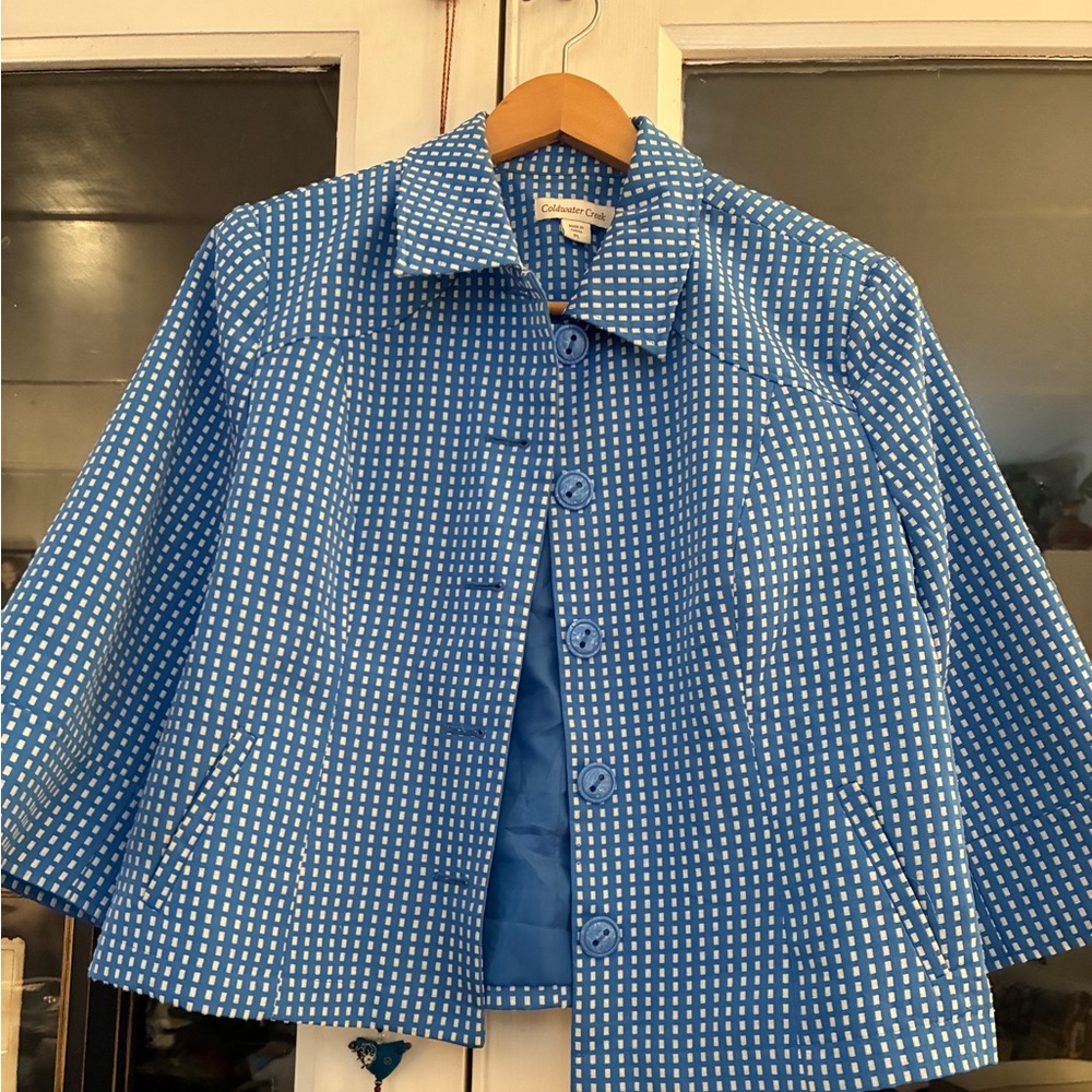 Coldwater Creek Blue and White Patterned Jacket